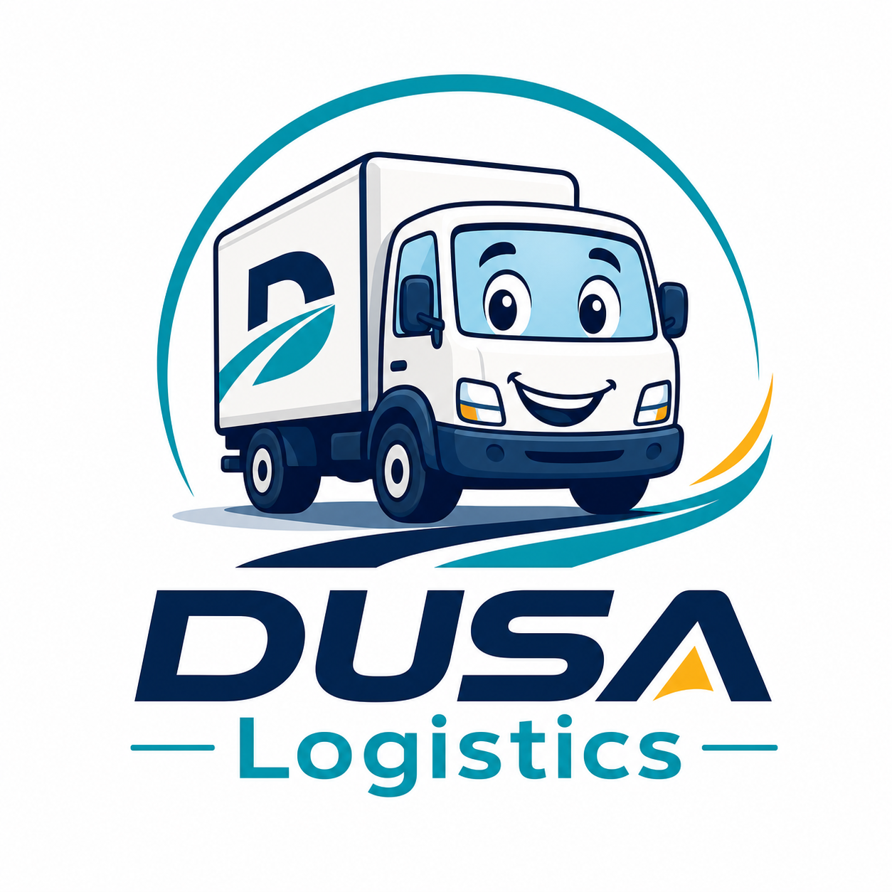 DUSA Logistics cartoon truck logo